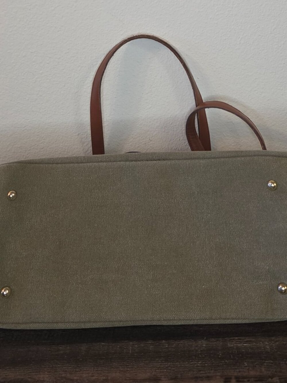 Upcycled Canvas Green Tote Bag with Floral Design - Picture 5 of 8